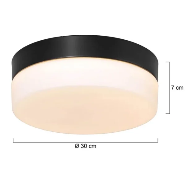 mat_zwarte_led_plafondlam_3-1.webp Discount Straluma Mat zwarte LED plafondlamp met wit glas IP44 dimbaar