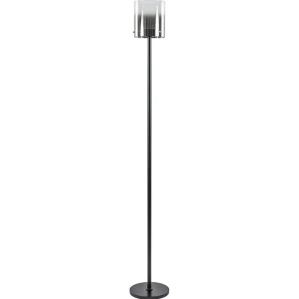 Shop Straluma Mat zwarte LED vloerlamp met glazen kap helder/titanium