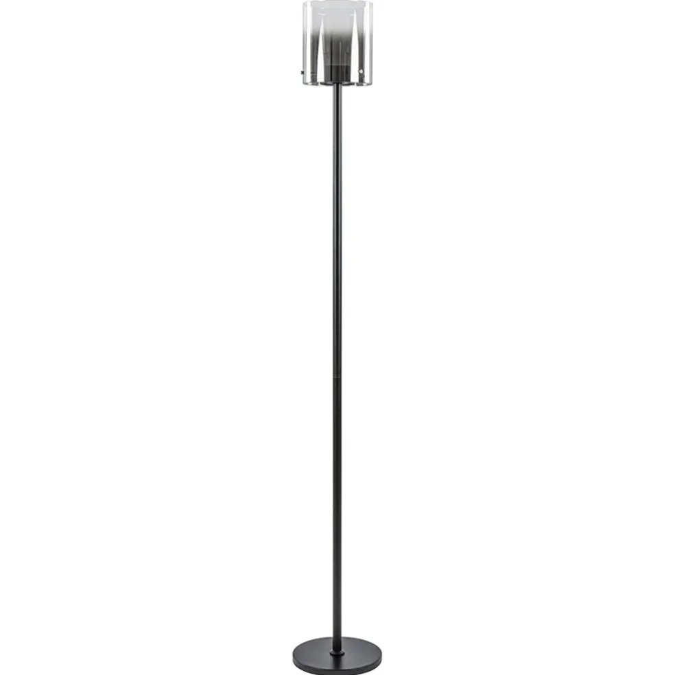 mat_zwarte_led_vloerlamp__0.webp Shop Straluma Mat zwarte LED vloerlamp met glazen kap helder/titanium