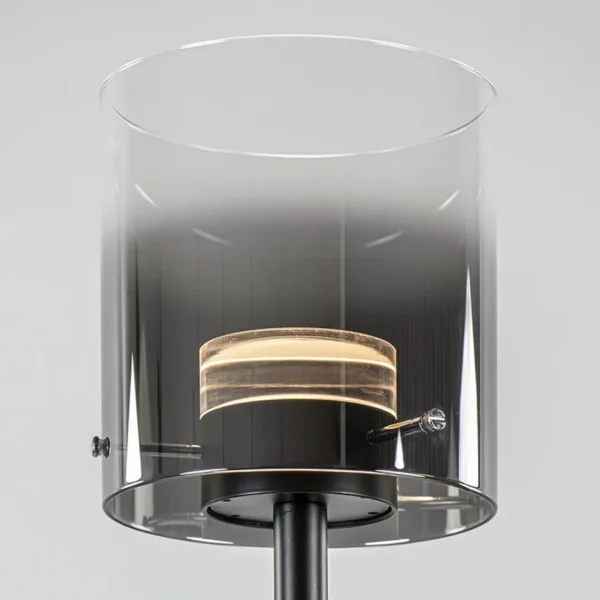 Shop Straluma Mat zwarte LED vloerlamp met glazen kap helder/titanium