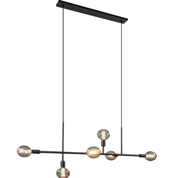 mat_zwarte_lichts_hanglam_1.webp Store Straluma Mat zwarte 6-lichts hanglamp exclusief lichtbronnen