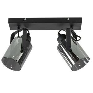 mat_zwarte_lichts_plafond_0.webp New Straluma Mat zwarte 2-lichts plafondlamp met smoke glas
