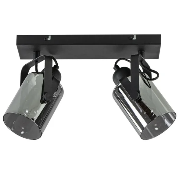 mat_zwarte_lichts_plafond_0.webp New Straluma Mat zwarte 2-lichts plafondlamp met smoke glas