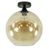 mat_zwarte_plafondlamp_me_0-1.webp Hot Straluma Mat zwarte plafondlamp met amber glazen bol 30 cm