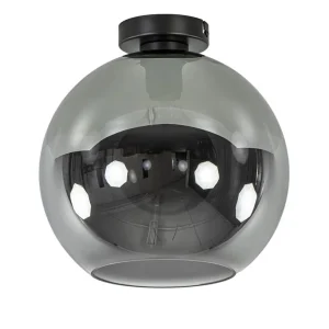 mat_zwarte_plafondlamp_me_0-4.webp Discount Straluma Mat zwarte plafondlamp met smoke glazen bol 30 cm