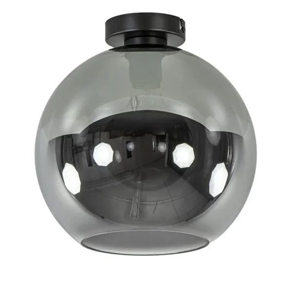 Discount Straluma Mat zwarte plafondlamp met smoke glazen bol 30 cm