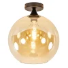 mat_zwarte_plafondlamp_me_1-1.webp Hot Straluma Mat zwarte plafondlamp met amber glazen bol 30 cm