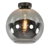 Discount Straluma Mat zwarte plafondlamp met smoke glazen bol 30 cm