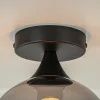 Store Straluma Mat zwarte plafondlamp met smoke glazen bol klein