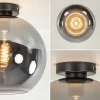Discount Straluma Mat zwarte plafondlamp met smoke glazen bol 30 cm