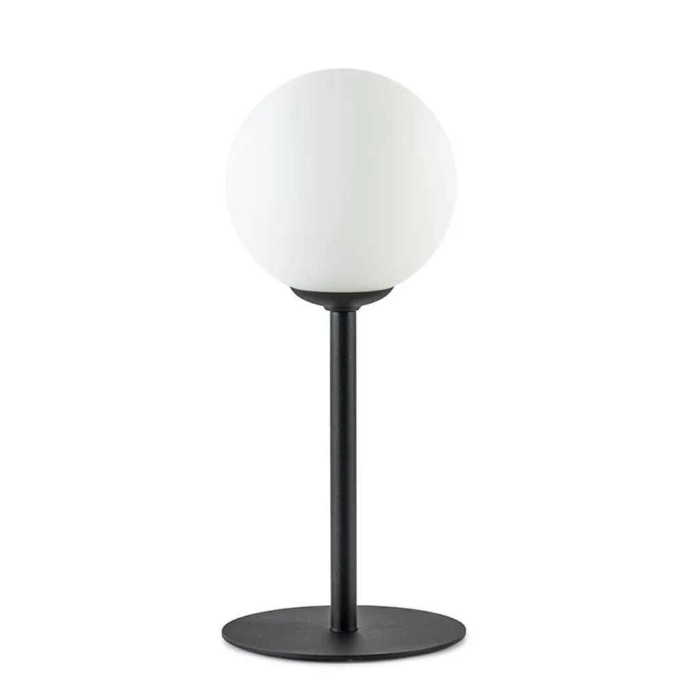 Store Straluma Mat zwarte tafellamp met witte glazen bol