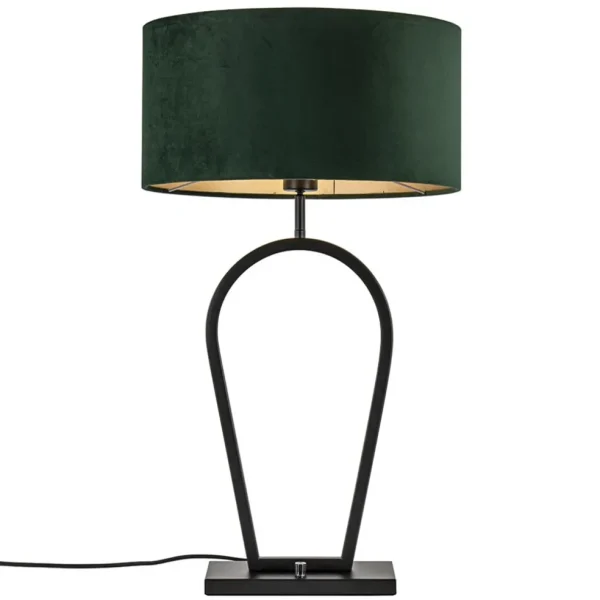 mat_zwarte_tafellamp_met__1-2.webp Sale Straluma Mat zwarte tafellamp met kap velours groen