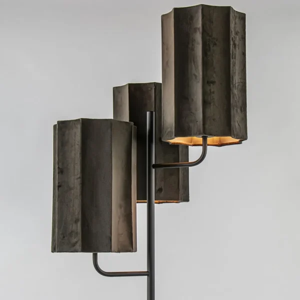 Flash Sale Straluma Mat zwarte vloerlamp Edisa met velvet bruine kappen