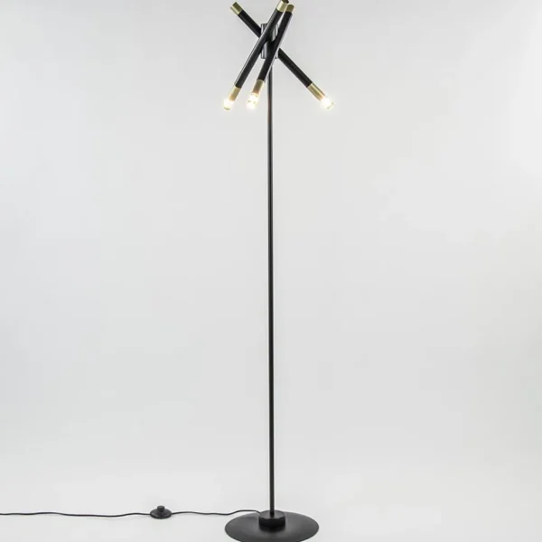 Hot Straluma Mat zwarte vloerlamp G9 met gouden accenten