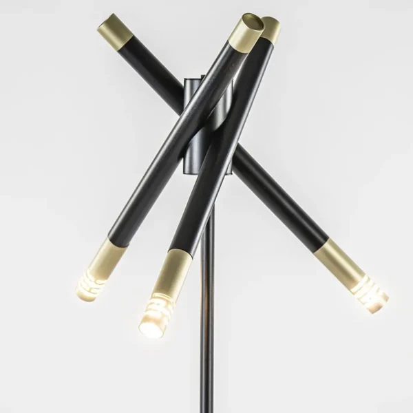 Hot Straluma Mat zwarte vloerlamp G9 met gouden accenten
