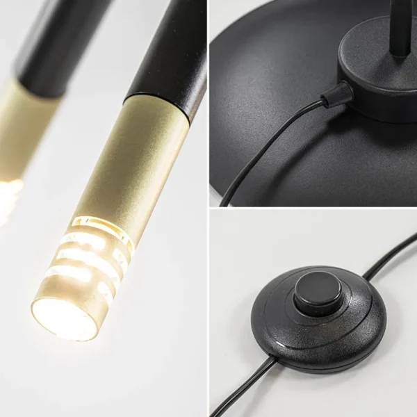 Hot Straluma Mat zwarte vloerlamp G9 met gouden accenten