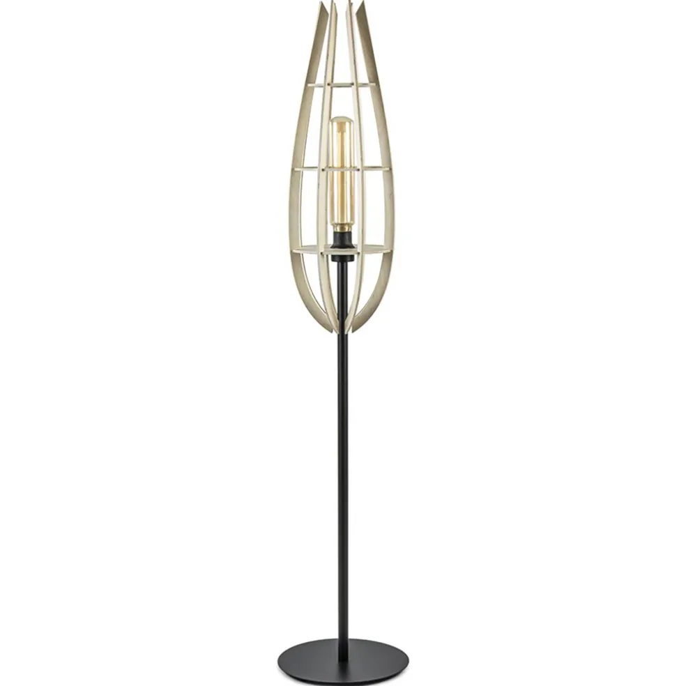 mat_zwarte_vloerlamp_met__0-2.webp Clearance Straluma Mat zwarte vloerlamp met houten kap naturel