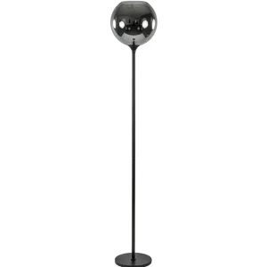 Shop Straluma Mat zwarte vloerlamp met smoke/titanium glazen kap