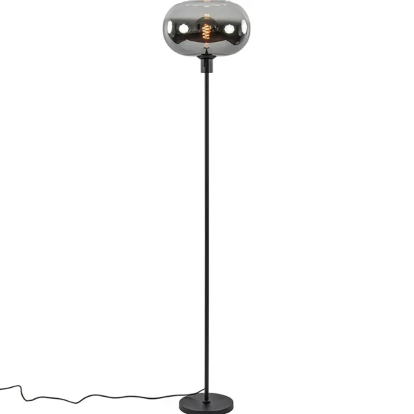 mat_zwarte_vloerlamp_met__1-5.webp Discount Straluma Mat zwarte vloerlamp met smoke glas gradient