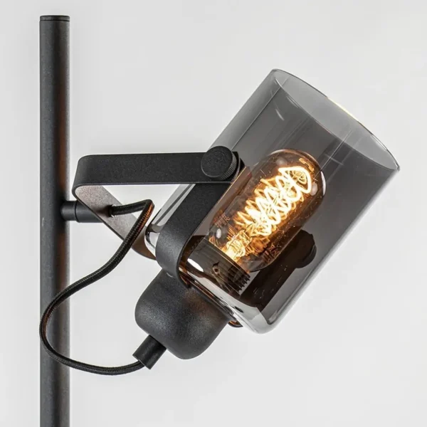Clearance Straluma Mat zwarte vloerlamp met smoke/titanium glas