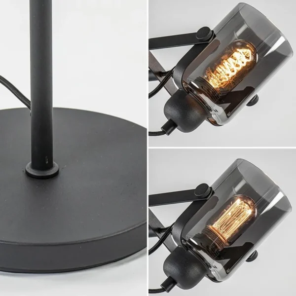Clearance Straluma Mat zwarte vloerlamp met smoke/titanium glas