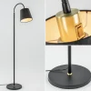 New Straluma Mat zwarte vloerlamp met goud en kunststof kap