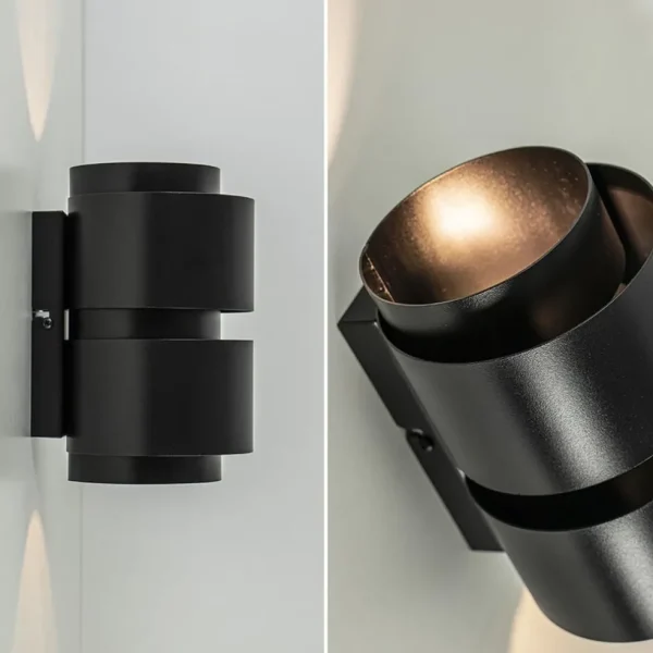 mat_zwarte_wandlamp_cilin_3.webp Online Straluma Mat zwarte wandlamp cilinder up+down G9