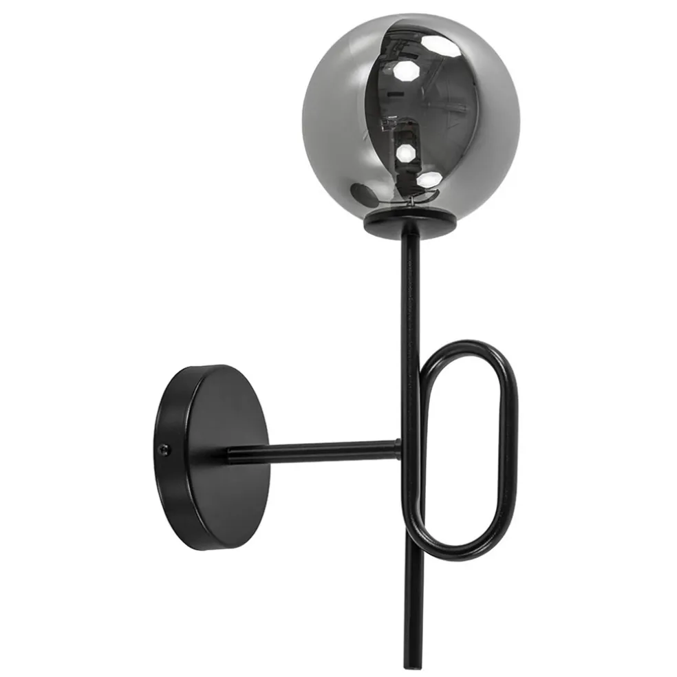 mat_zwarte_wandlamp_tromp_0.webp Flash Sale Straluma Mat zwarte wandlamp trompet met smoke glas