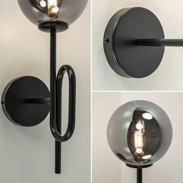 mat_zwarte_wandlamp_tromp_3.webp Flash Sale Straluma Mat zwarte wandlamp trompet met smoke glas