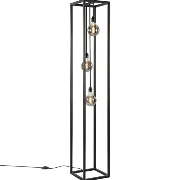 metalen_design_vloerlamp__1.webp Discount Straluma Metalen design vloerlamp zwart frame rechthoek