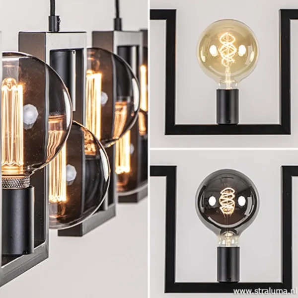 metalen_eettafel_hanglamp_3.webp Clearance Straluma Metalen eettafel hanglamp zwart frame