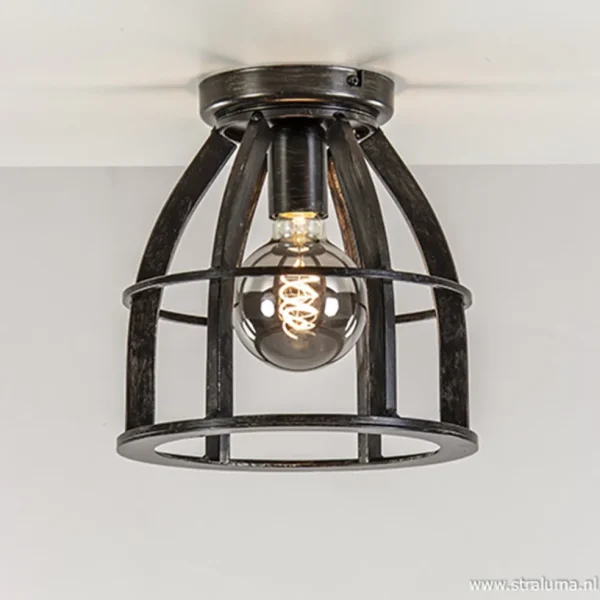 metalen_plafondlamp_antie_1.webp Sale Straluma Metalen plafondlamp antiek zwart