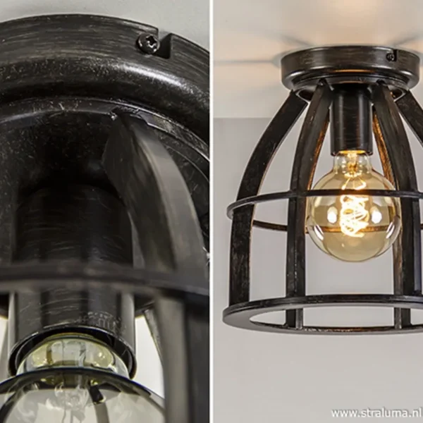 metalen_plafondlamp_antie_2.webp Sale Straluma Metalen plafondlamp antiek zwart