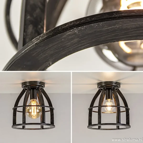 metalen_plafondlamp_antie_3.webp Sale Straluma Metalen plafondlamp antiek zwart