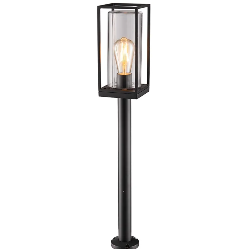 moderne_buitenlamp_lantaa_0-1.webp Online Straluma Moderne buitenlamp lantaarn op paal zwart met helder glas