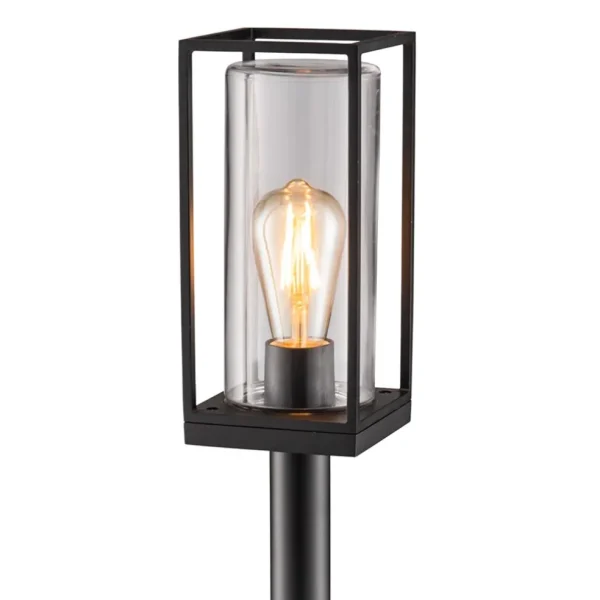 moderne_buitenlamp_lantaa_1-1.webp Online Straluma Moderne buitenlamp lantaarn op paal zwart met helder glas