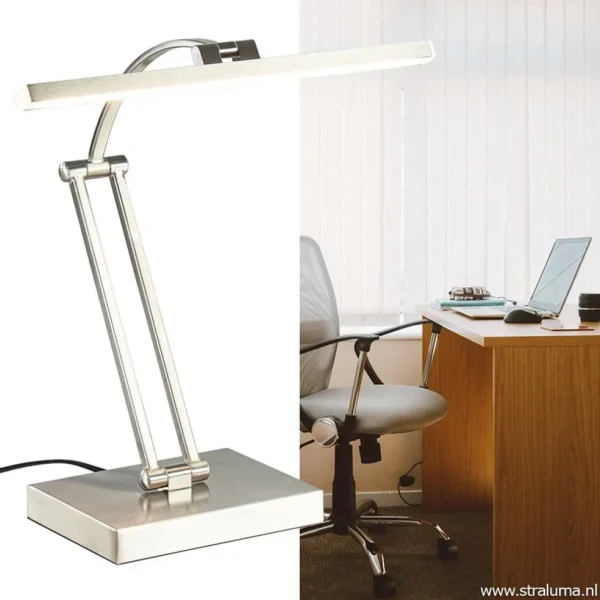 moderne_bureaulamp_nikkel_4.webp Best Straluma Moderne bureaulamp nikkel met geïntegreerd LED