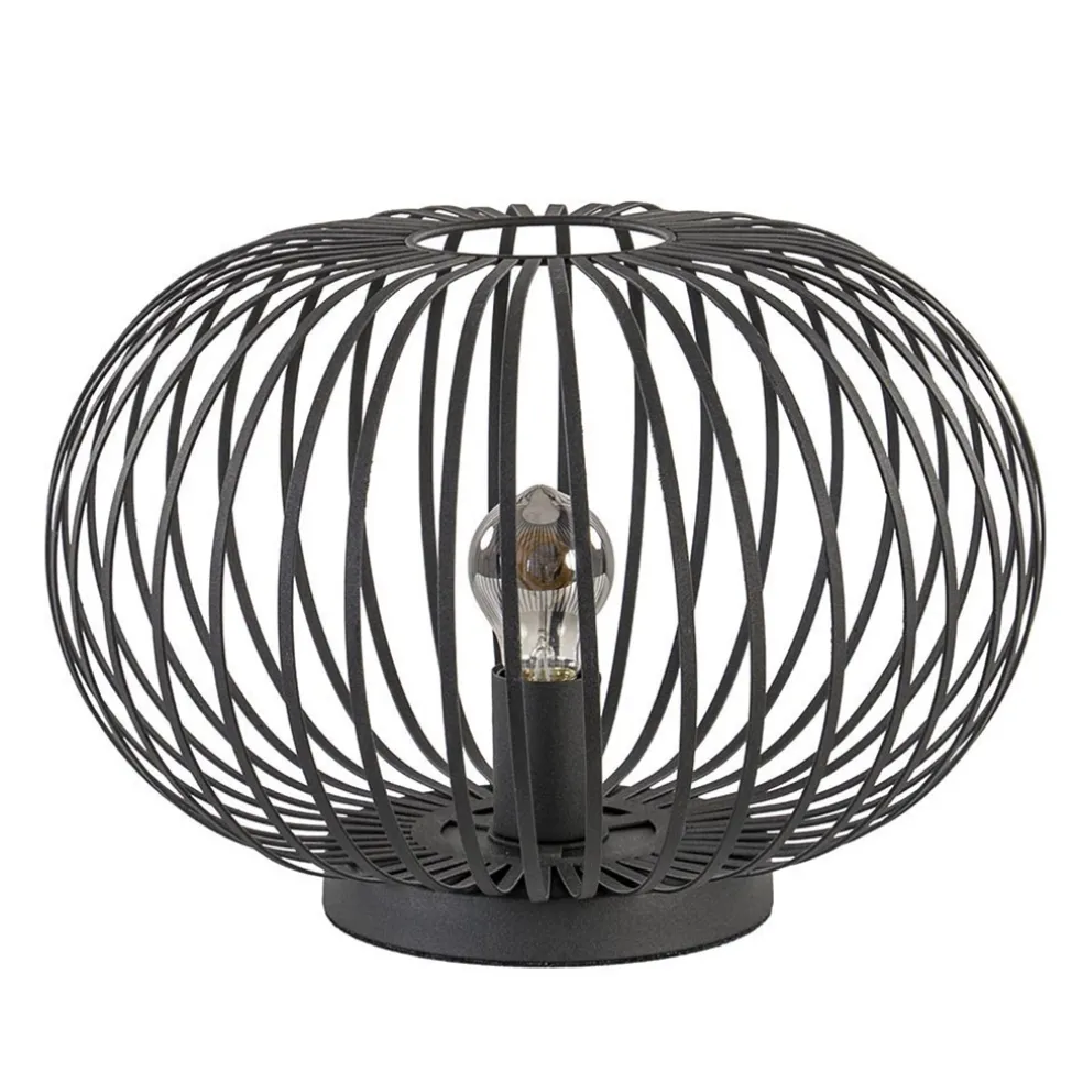 moderne_draad_tafellamp_r_0.webp Hot Straluma Moderne draad tafellamp rond mat zwart