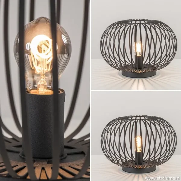 moderne_draad_tafellamp_r_3.webp Hot Straluma Moderne draad tafellamp rond mat zwart