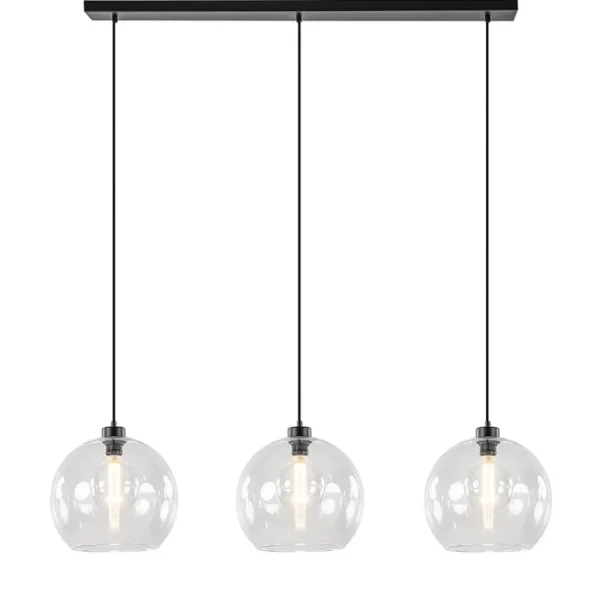 Sale Straluma Moderne eettafelhanglamp zwart met helder glas