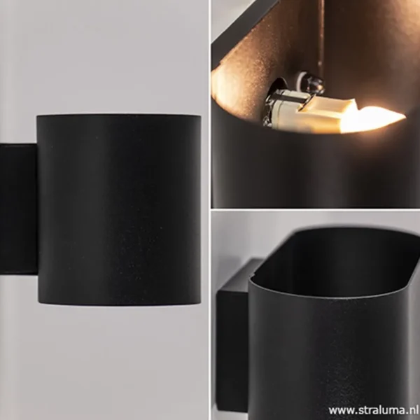 moderne_kleine_wandlamp_o_3.webp Store Straluma Moderne kleine wandlamp ovaal zwart
