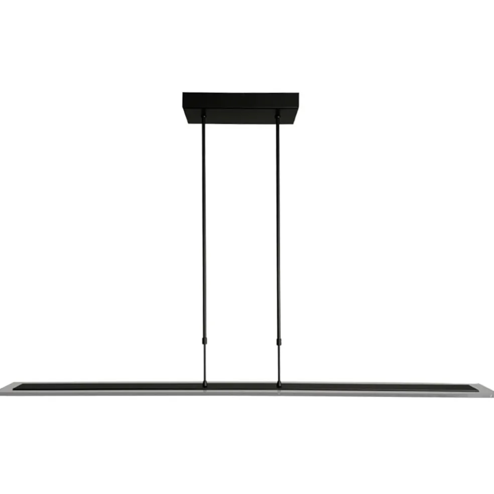 Online Straluma Moderne LED hanglamp balk mat zwart met smoke glas