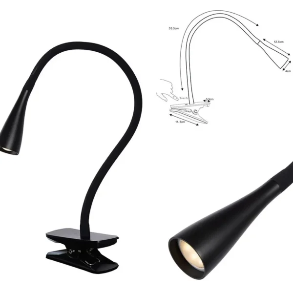 moderne_led_klemlamp_zwar_3.webp Flash Sale Straluma Moderne LED klemlamp zwart inclusief dimbaar LED