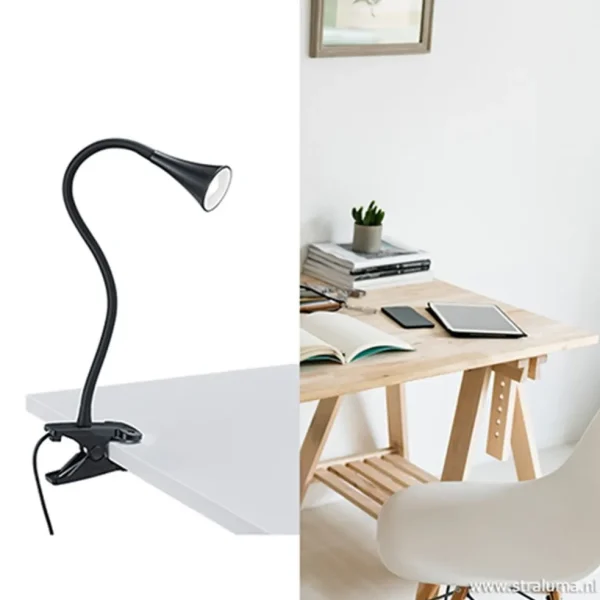 moderne_led_klemspot_lees_4.webp Cheap Straluma Moderne LED klemspot leeslamp zwart