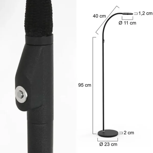New Straluma Moderne LED leeslamp zwart met smoke glas dimbaar