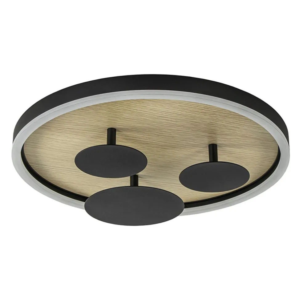 moderne_led_plafondlamp_z_0.webp New Straluma Moderne LED plafondlamp zwart met houtlook 40 cm dimbaar