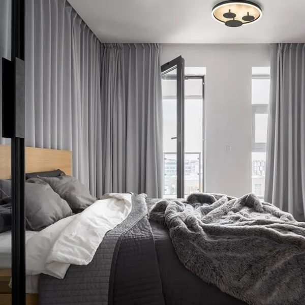 New Straluma Moderne LED plafondlamp zwart met houtlook 40 cm dimbaar
