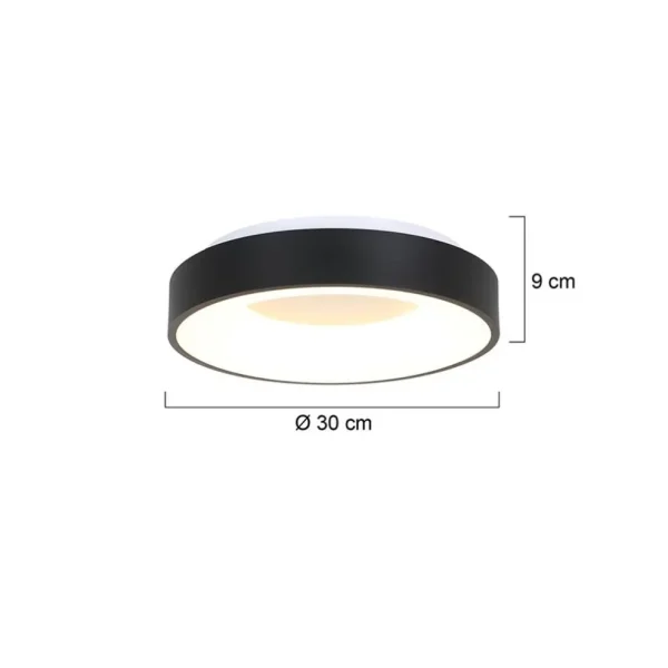 moderne_led_plafonnire_zw_3.webp Best Straluma Moderne LED plafonnière zwart rond 30 cm