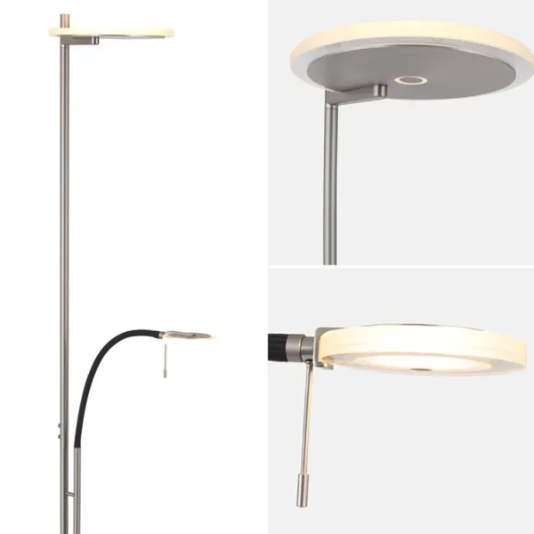 moderne_led_uplighter_sta_1.webp Store Straluma Moderne LED uplighter staal met helder glas en leesarm