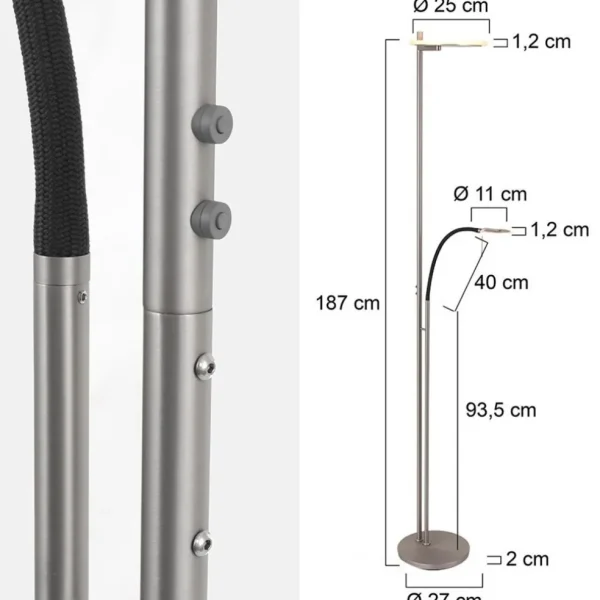 moderne_led_uplighter_sta_3.webp Store Straluma Moderne LED uplighter staal met helder glas en leesarm